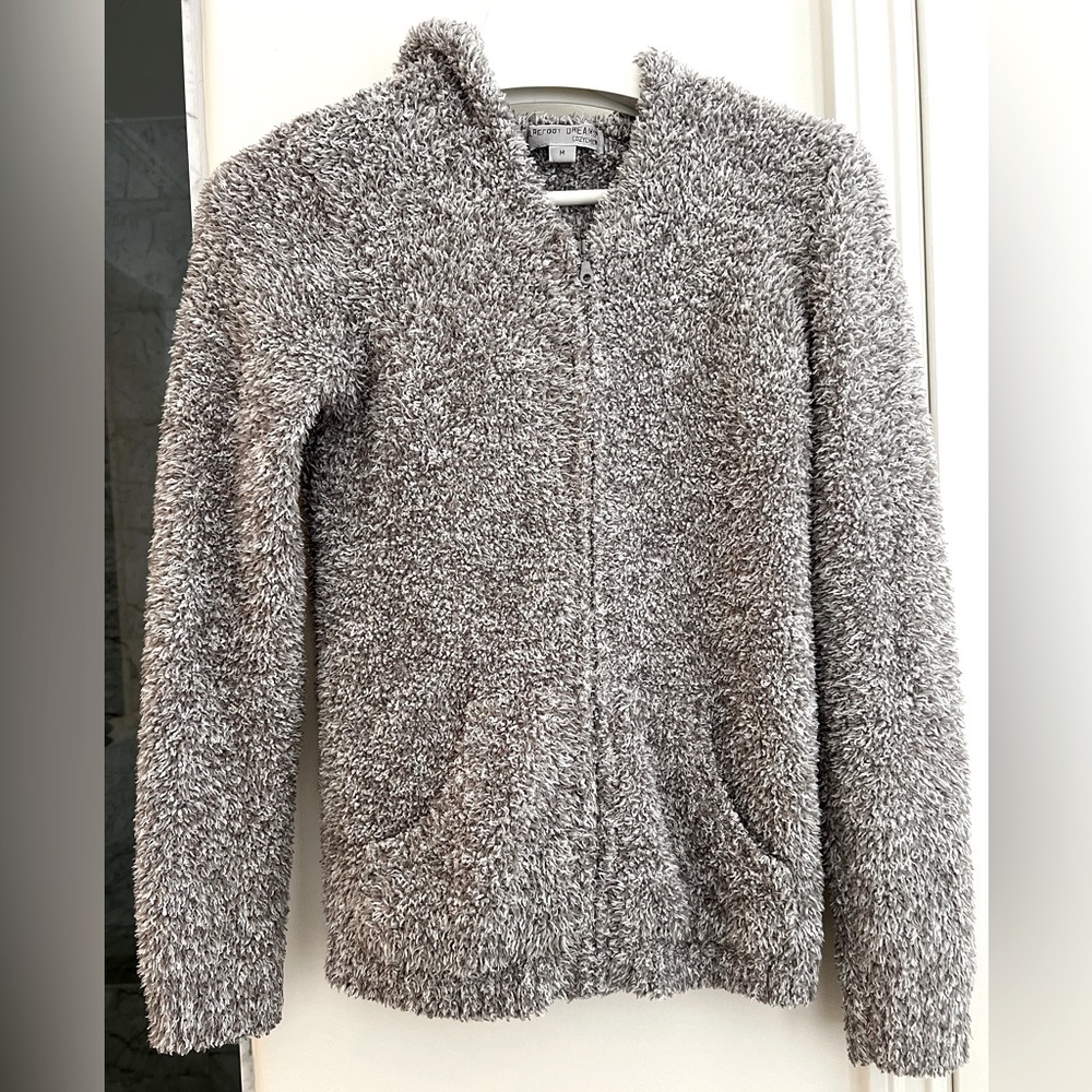 Barefoot Dreams zip hoodie CozyChic Lite dove gray sz M